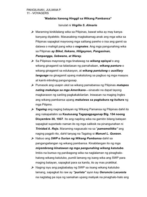 (PDF) Madalas Itanong Hinggil sa Wikang Pambansa Frequently .